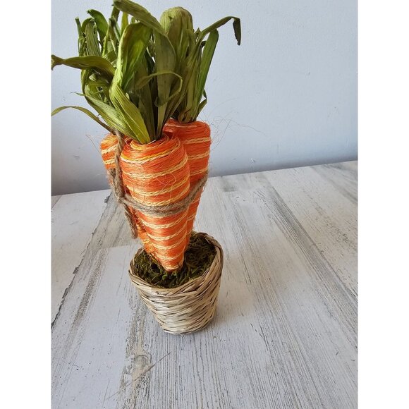 Sisal Carrot basket realistic life size spring Easter decor vegetable shabby chi - Picture 3 of 7
